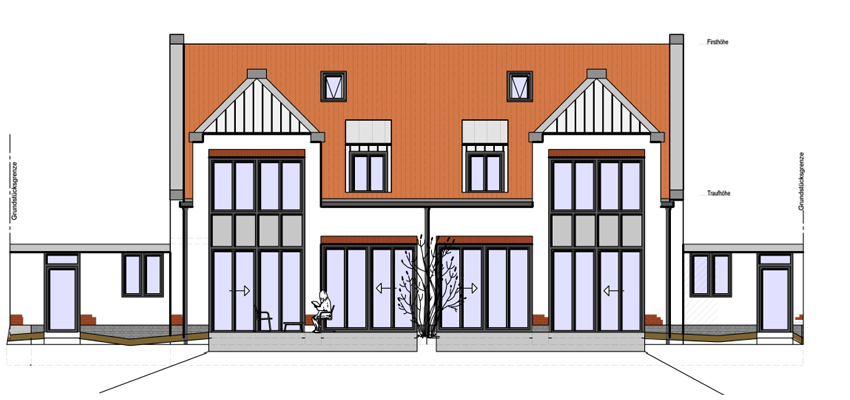 Ansicht Süd Garten DH3