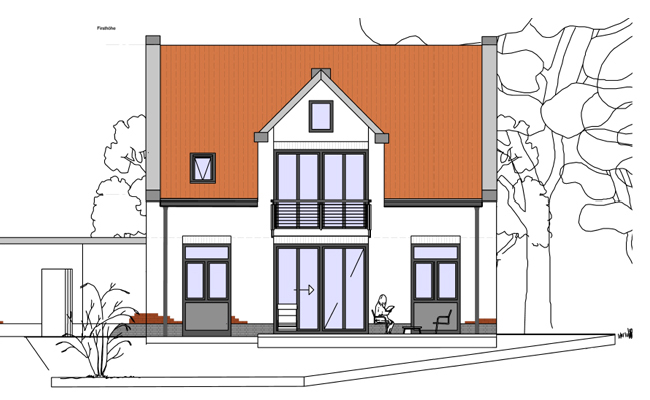 Ansicht Süd Garten EFH2